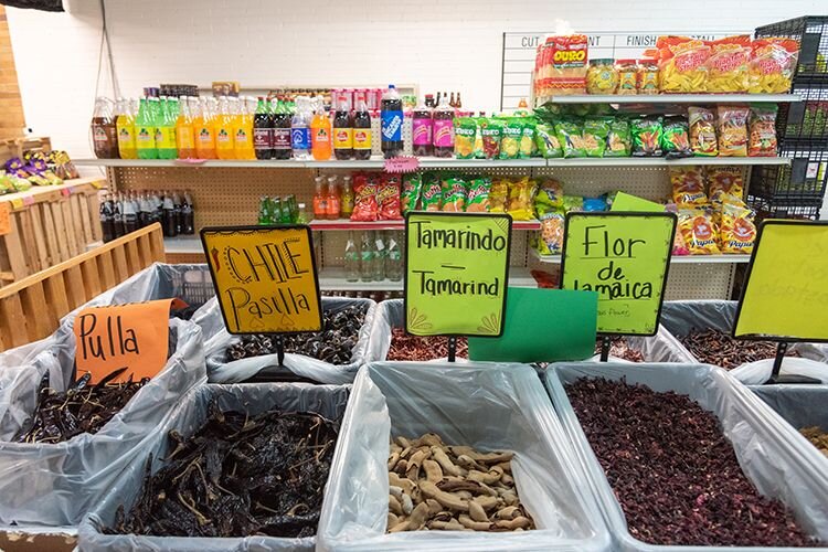 The international marketplace also sells dried chilis for preparing various salsas, soups and enchilada sauces in addition to fresh tomatoes, cactus, potatoes (papas) and peppers. 