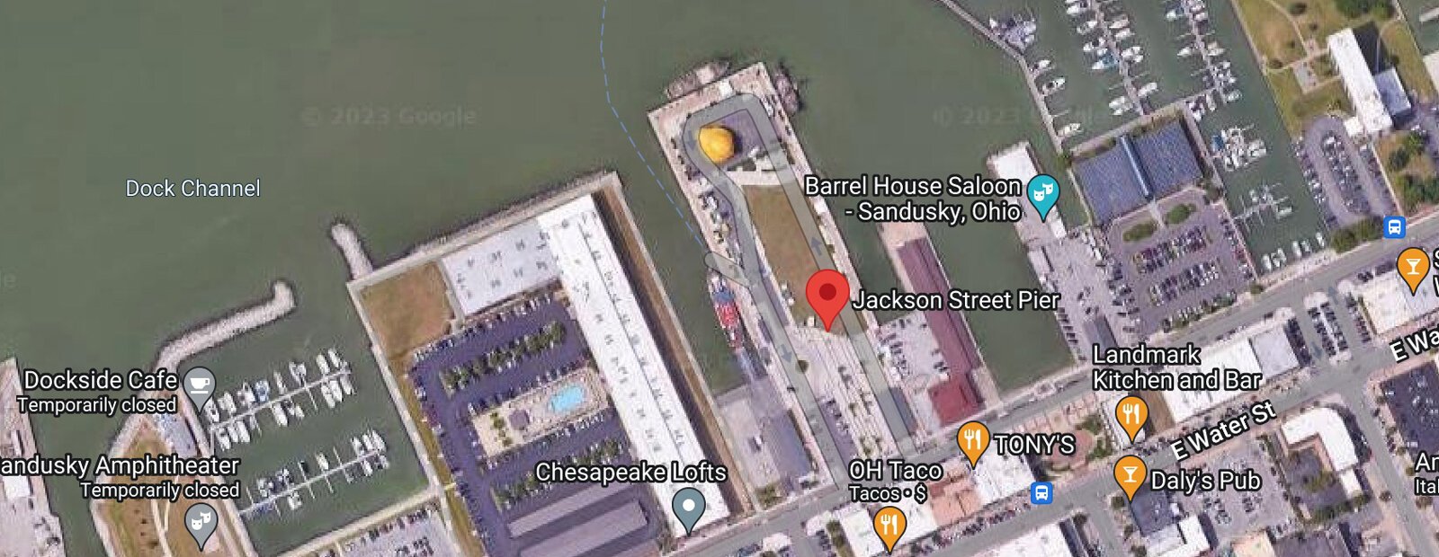 Mama Ducks stars in the Google Earth image of downtown Sandusky. 