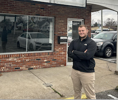 Matt Lamb stands in front of his new venture, Ship It Poker Club, at 3708 Columbus Ave. (Ship It Poker Club Facebook)