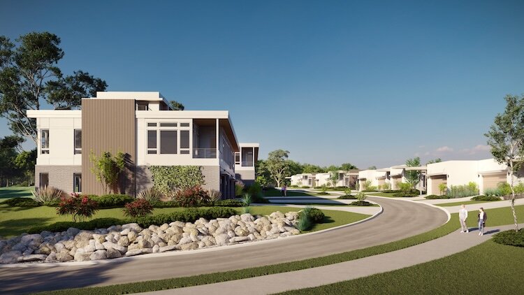 AODK Architecture’s rendering of townhouses at Waterwood Resort