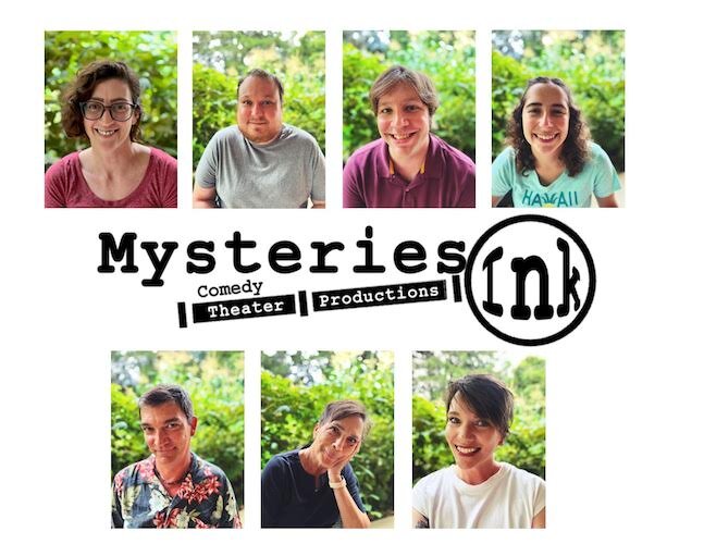 Members of Mysteries Ink include (from top left to right): Becky Heyman, Matt Heyman, Cody Noon, Elisha Noon, Mark Sartor, Vicki Vanden Bout, and Kate Volz.