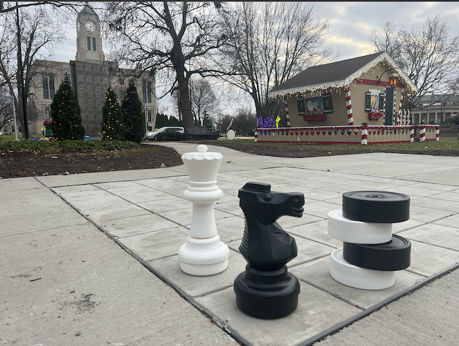 The chess/checkerboard in Washington Park will debut this spring.