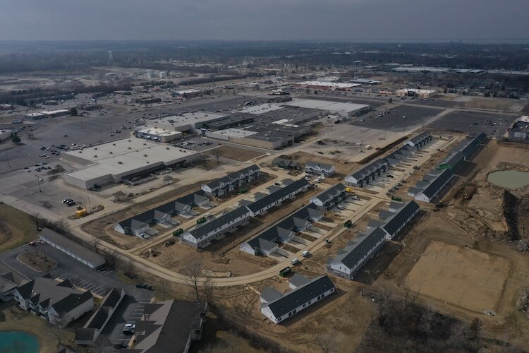 An aerial view of the Sandusky Mall property.