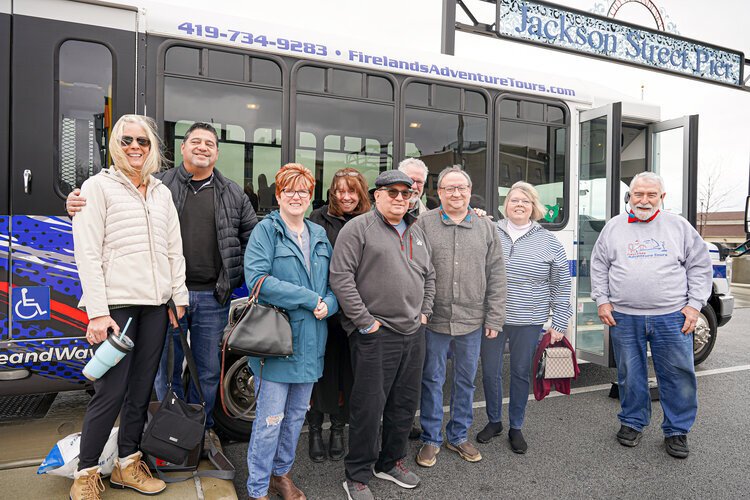 A tour group gets ready to leave the pier on March 25.