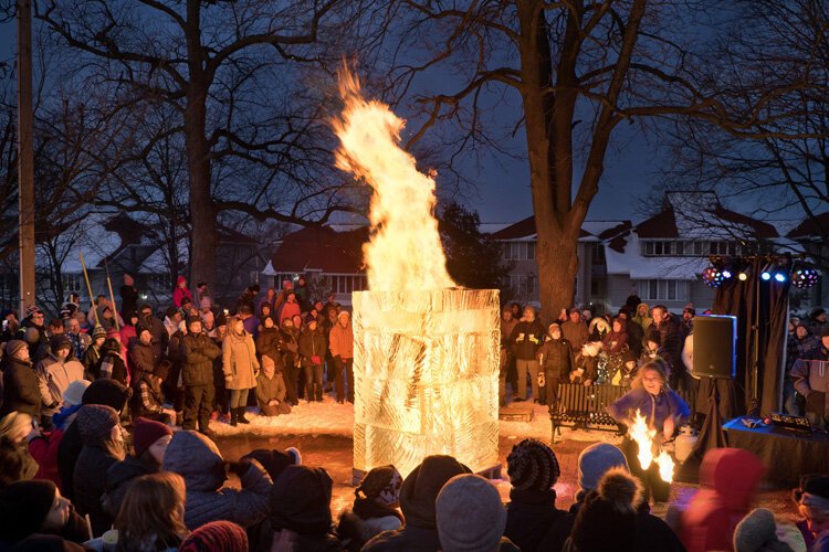 Ice carving demonstrations are the highlight of the Vermilion Ice A Fair, but the drama comes with a fire and ice display at 6 p.m. (Photo courtesy of Vermilion Ice A Fair)