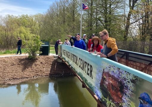 Visitors look for wildlife at the new Magee Marsh Visitor Center.