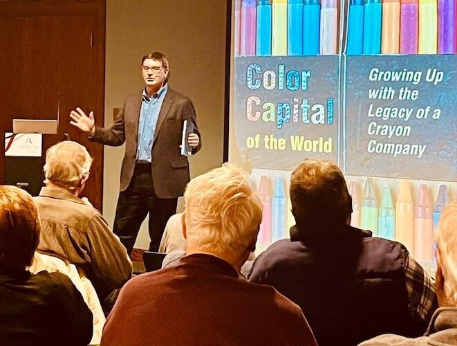 John Kropf speaks to an audience at the Sandusky Library in November.