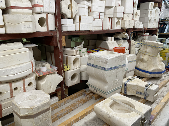 Deal says he gets molds from "all over." "Half the mold companies are out of business any more. There used to be, I’d say, 15 to 20 ceramics shops in Sandusky. There’s none now. I’m the only one."
