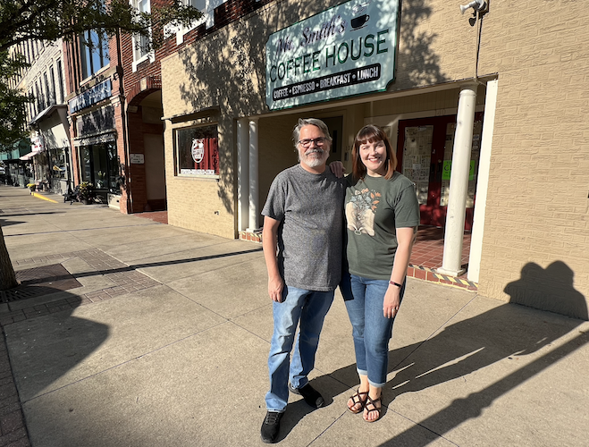 Trent and Sara Beard own Mr. Smith's Coffee House at 140 Columbus Ave.