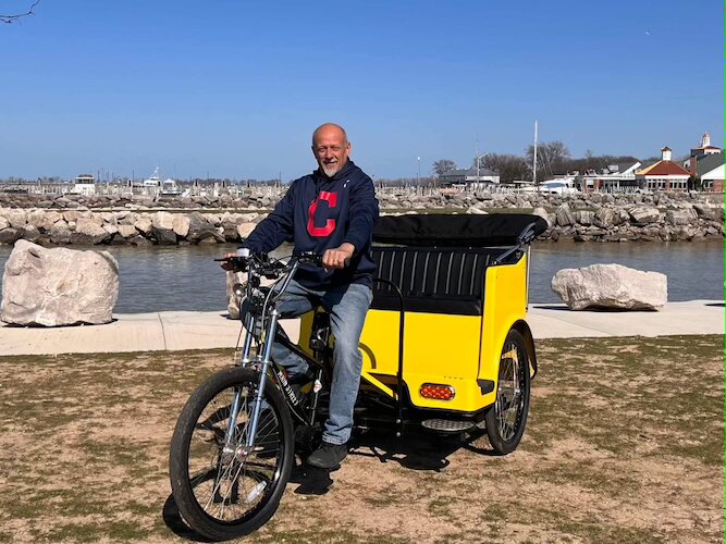 Kim and Jeff Gill are ready to welcome guests to South Shore Pedicabs.