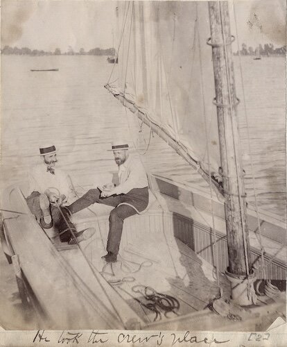 Members of the Jay Cooke family sail along Lake Erie.