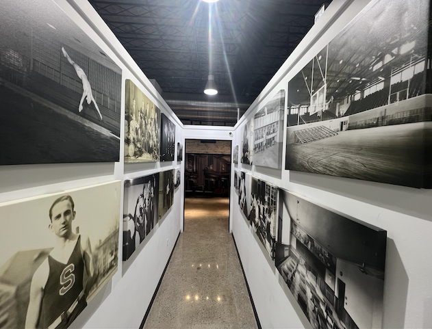 A hallway in the Marketplace celebrates the schools and students of Sandusky City Schools.