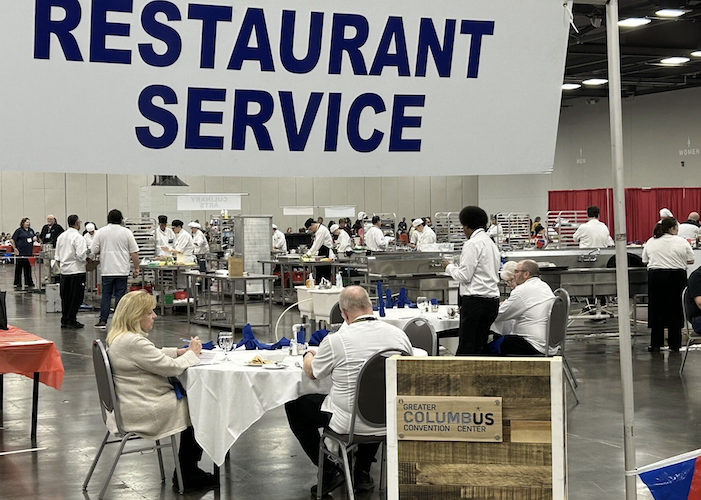 Students compete in restaurant service skills at SkillsUSA.