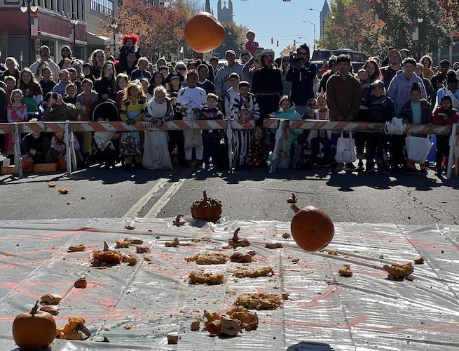 Pumpkins meet their demise during the 2022 pumpkin drop.