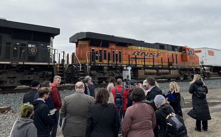 Ohio U.S. Sen. Sherrod Brown visited Sandusky in April 2023 to discuss the damage from the October 2022 Norfolk Southern train derailment.