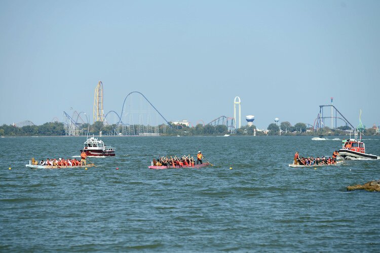 Dragon boat teams compete on Sandusky Bay during the 2019 Dragons & Boat Fest.